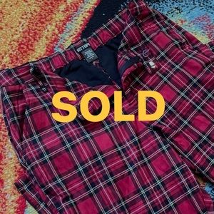 Hot Topic Red & Black Plaid Straight Leg Pants